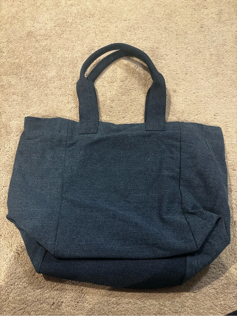 Embroidered Navy Tote with Pink Heart Eye Accent